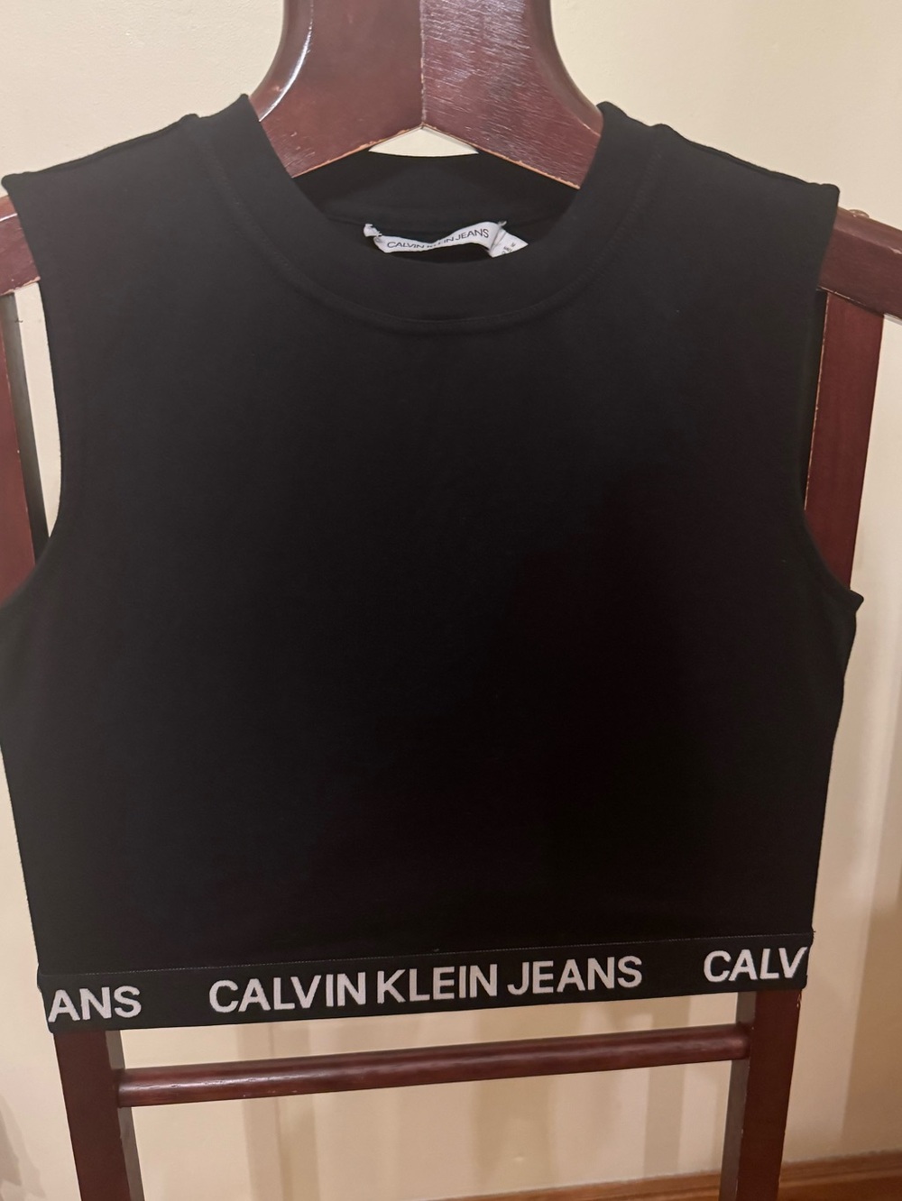 Calvin Klein Jeans Black Logo Crop Tank size M in great condition
